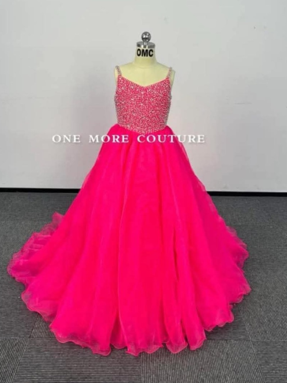 Hot Pink Beaded Ball Gown